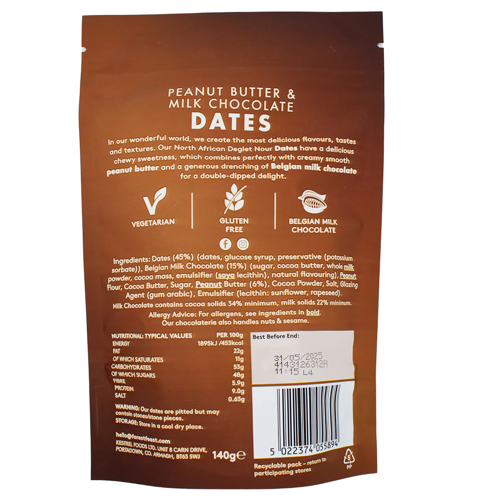Forest Feast Peanut Butter & Milk Chocolate Dates (UK) - 140g - Image 2