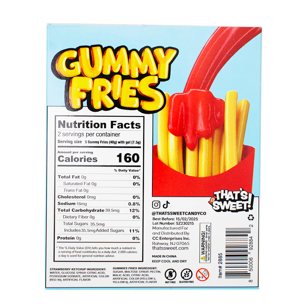 Gummy Fries with Strawberry Ketchup Candy - 3.35oz - Image 3