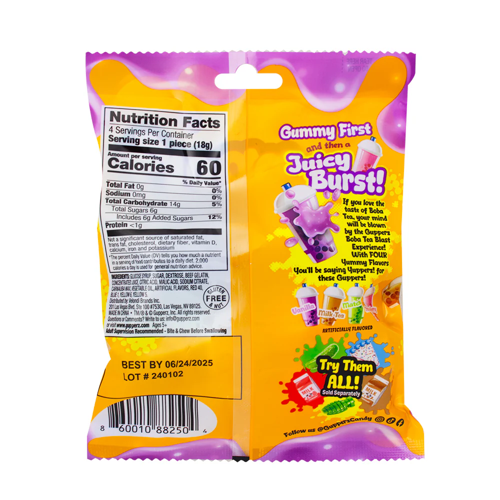 Gupperz Boba Tea Blast Gummies - 2.54oz - Image 2