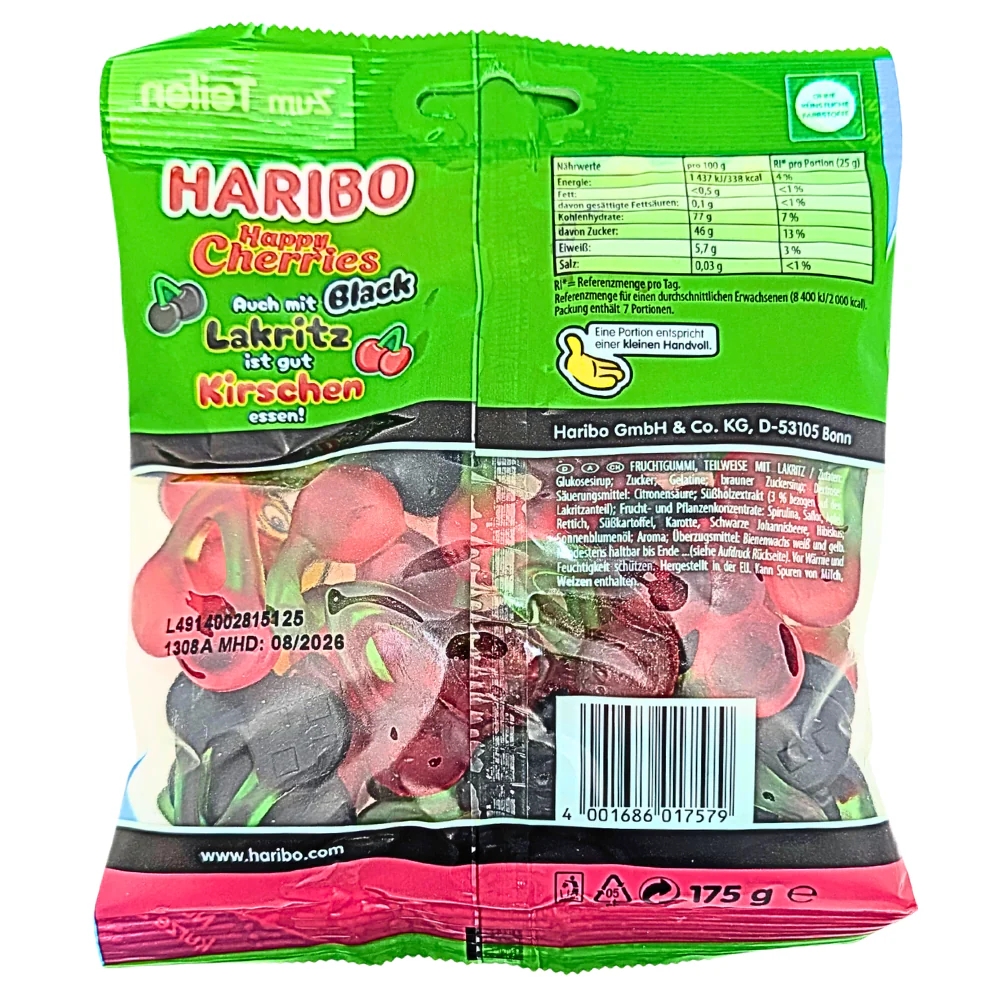 Haribo Happy Cherries Black - 175g *BB Aug 01 2026* - Image 2