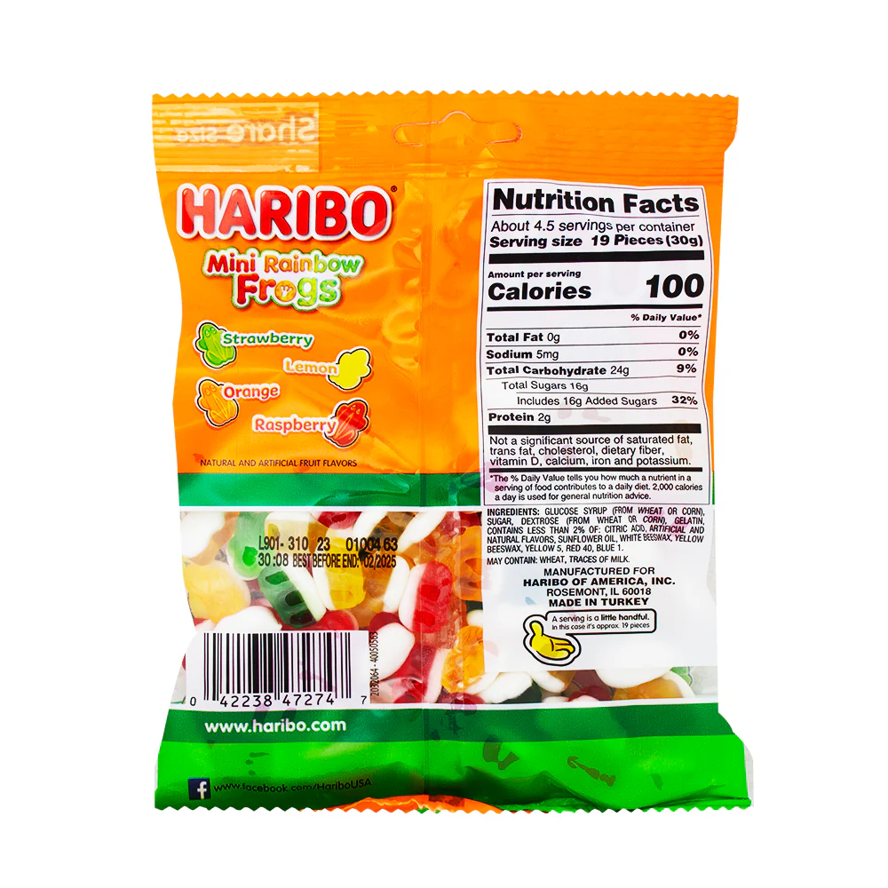 Haribo Mini Rainbow Frogs Gummi Candy-5 oz. - Image 2