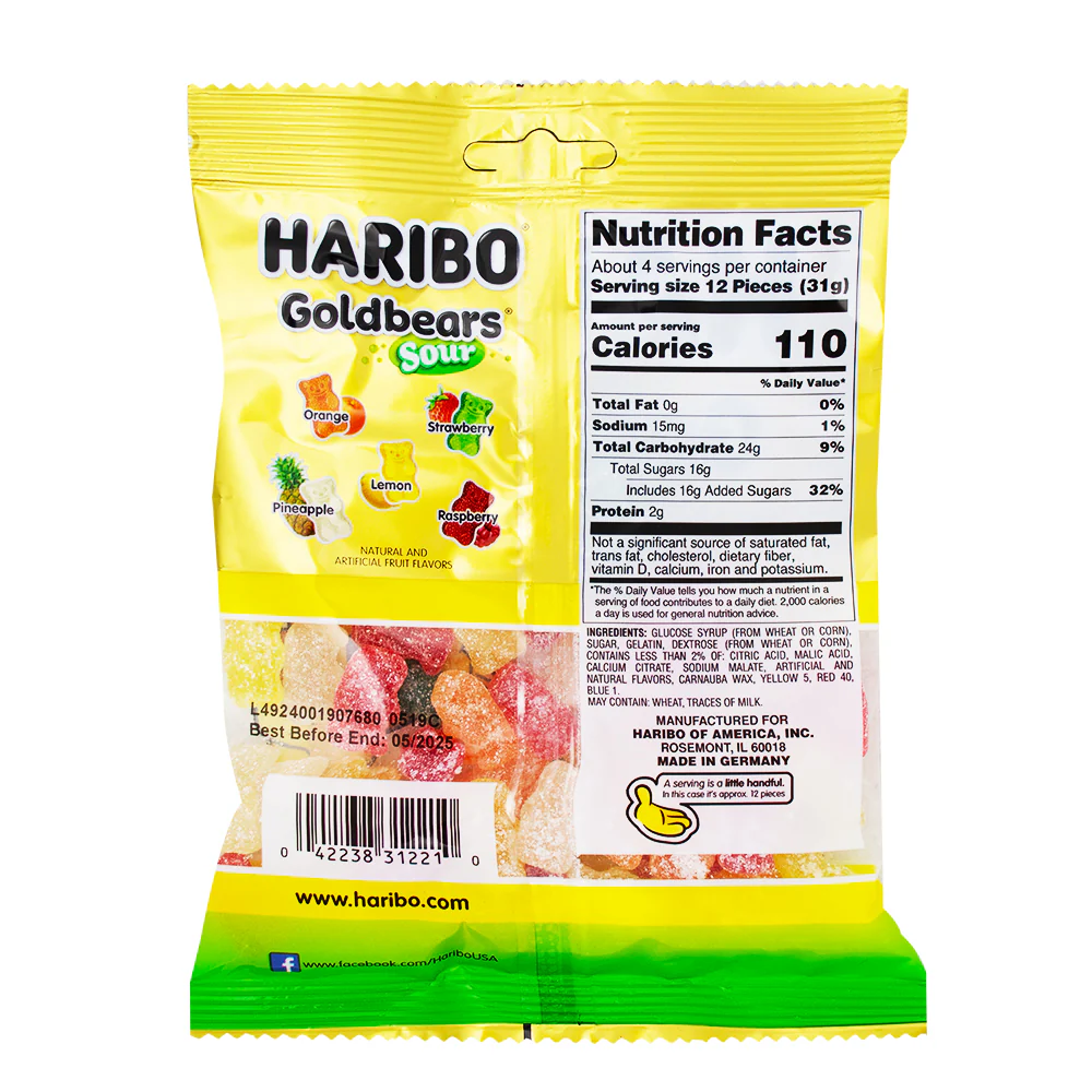 Haribo Sour Gold Bears Gummi Candy - 4.5 oz. - Image 2
