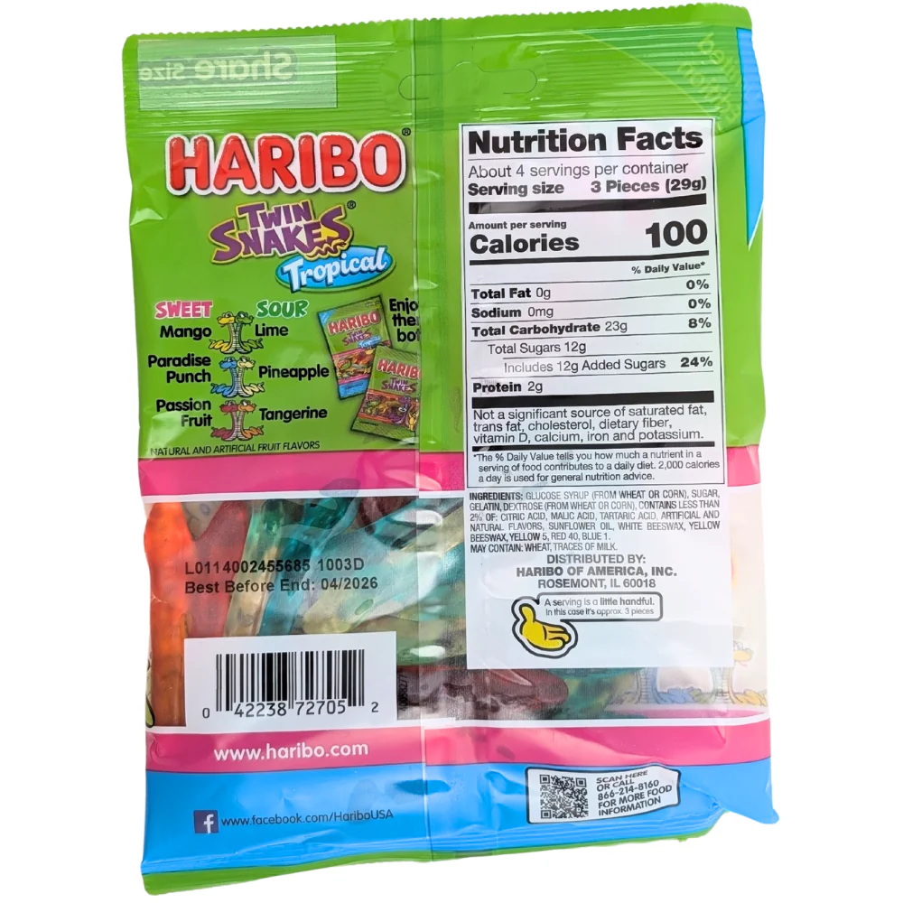 Haribo Twin Snakes Tropical - 113g - Image 2