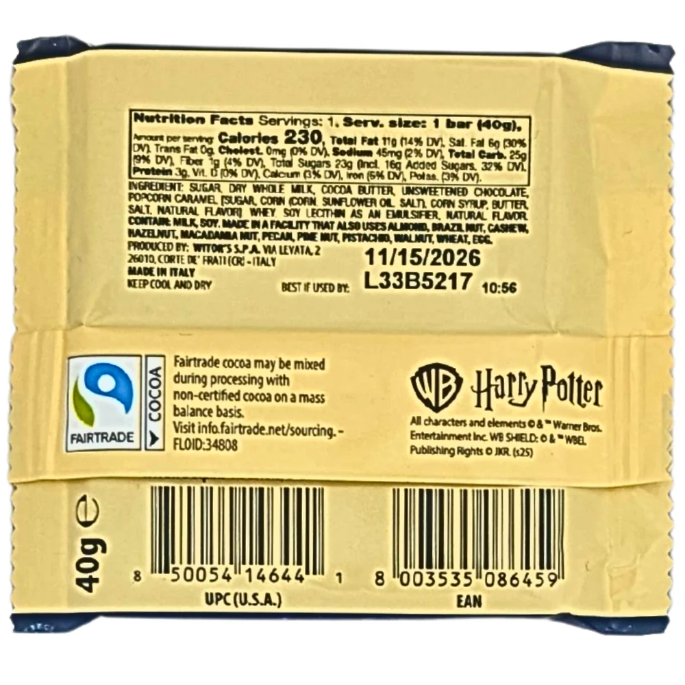 Harry Potter Milk Chocolate Caramel Popcorn Bar - 1.41oz - Image 2