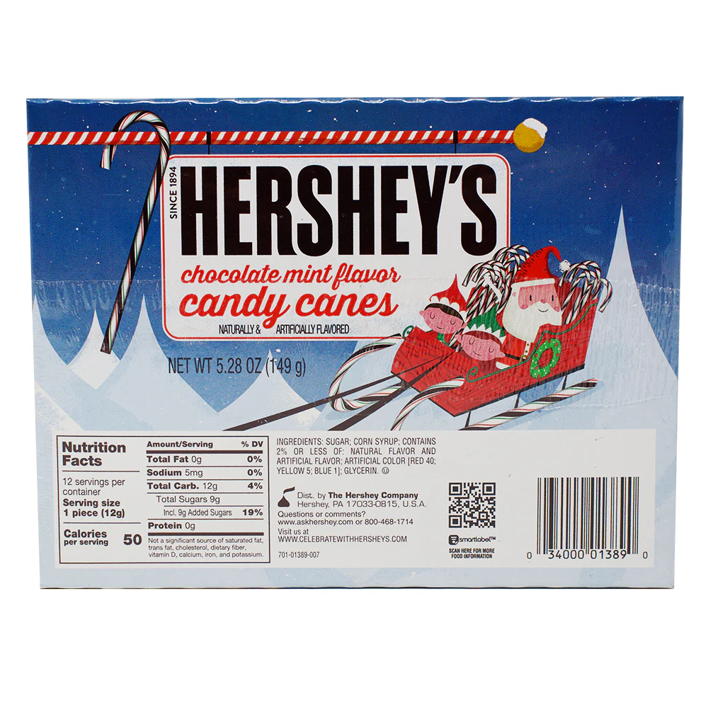 Hershey's Chocolate Mint Flavoured Candy Canes 12ct - 5.28oz - Image 3