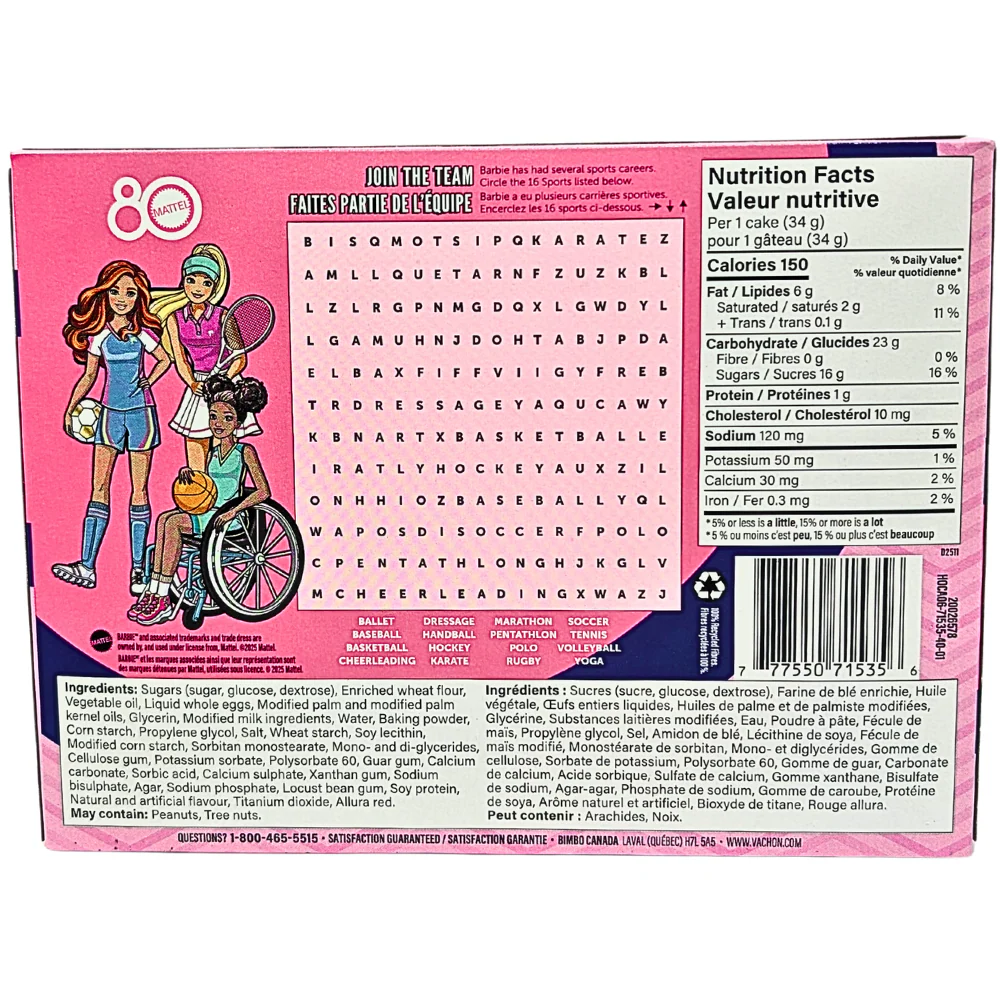 Hostess Barbie Vanilla Cupcakes 6 Pack - 206g - Image 2