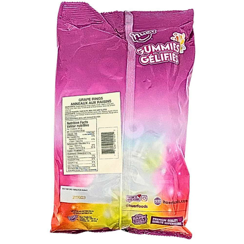 Huer Grape Sour Rings Gummies - 1kg - Image 2
