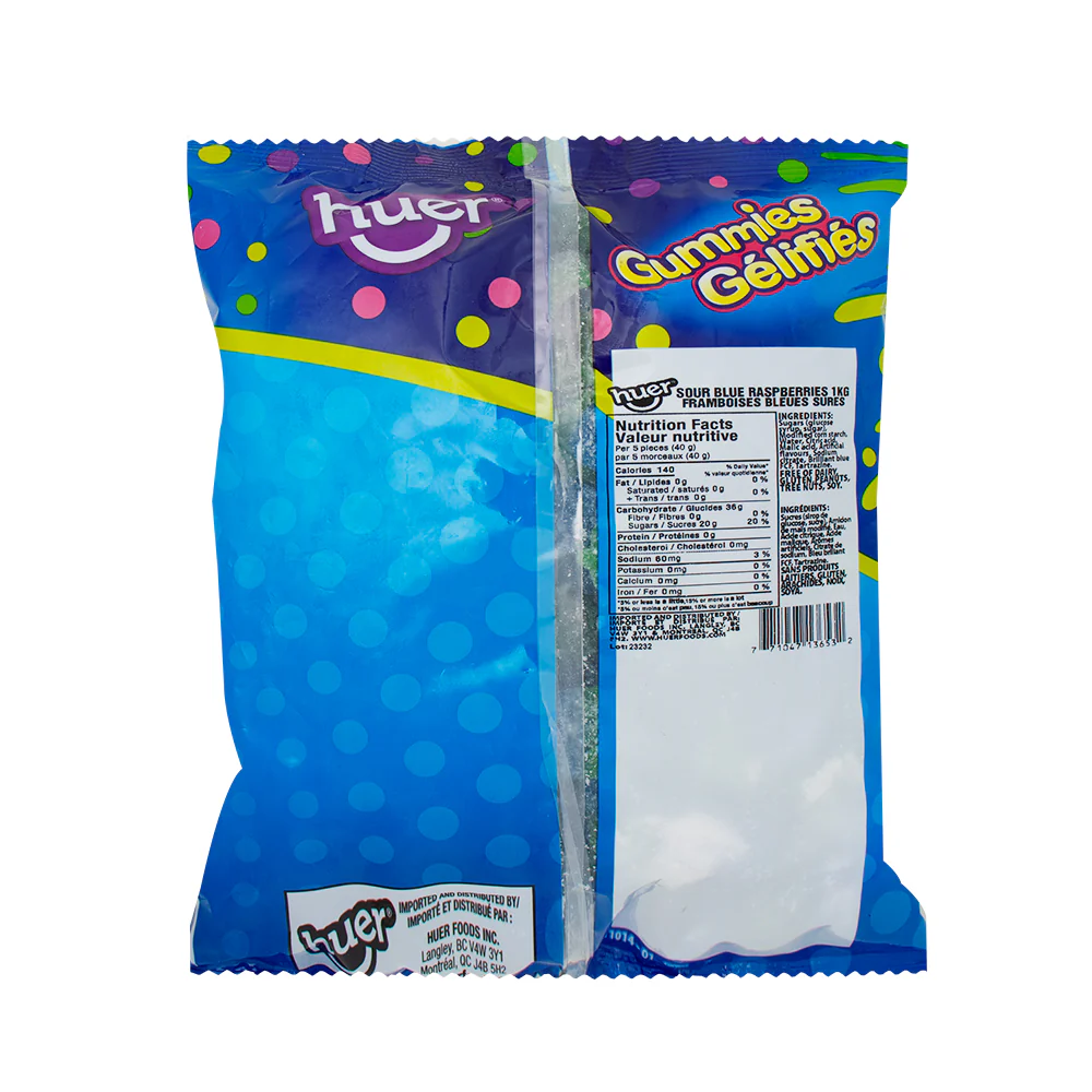 Huer Sour Blue Raspberries Gummy Candy - 1kg - Image 2