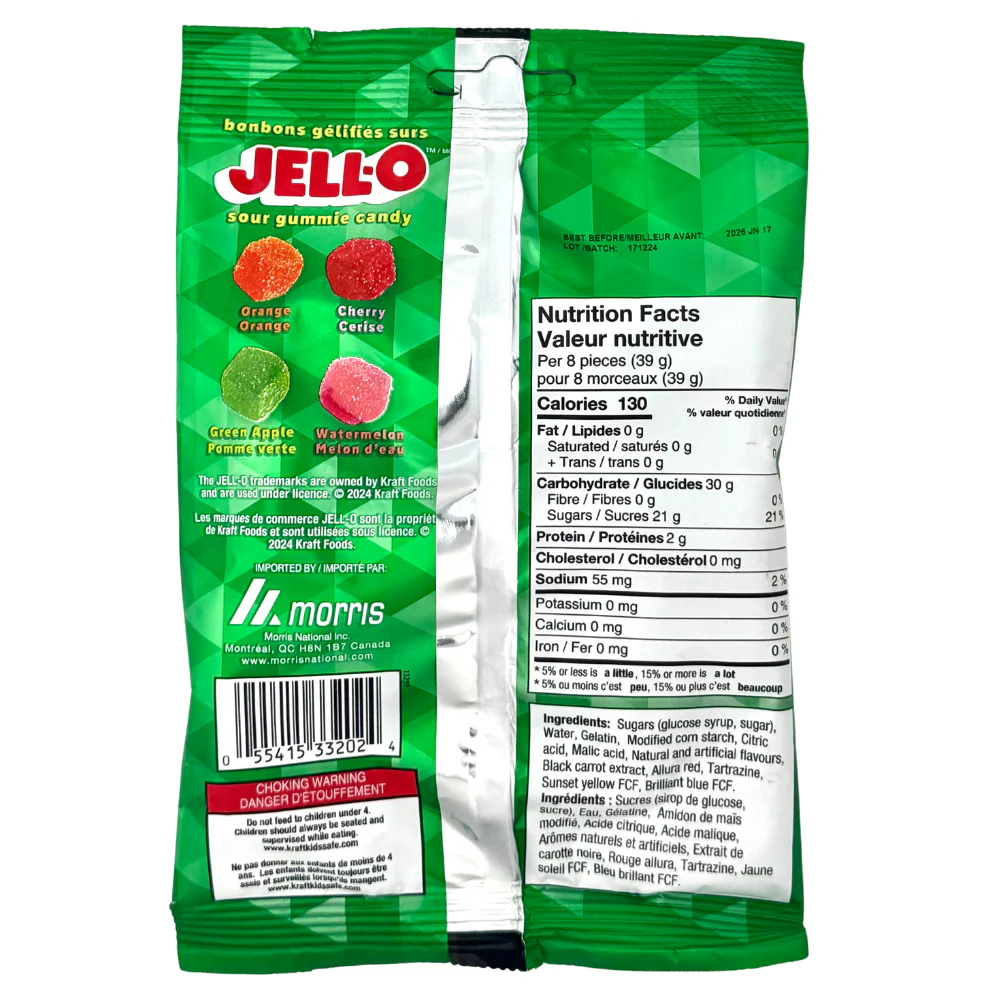 JELL-O Sour Gummie Cubes - 127g - Image 2
