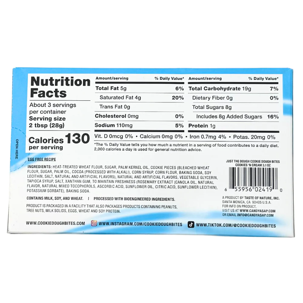 Just The Dough Cookie Dough Bites Cookies N' Cream - 3.1oz - Image 2