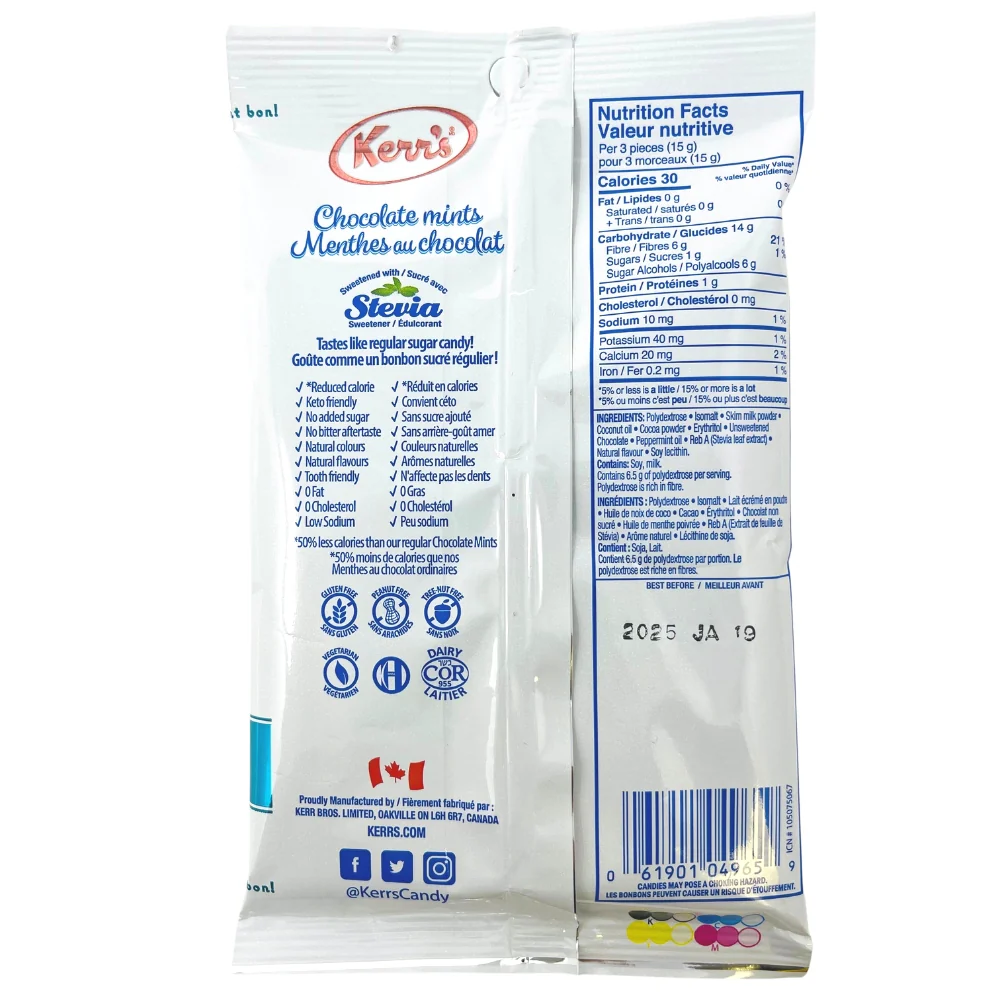 Kerr's Light Chocolate Mints No Sugar Added - 80g - Image 2