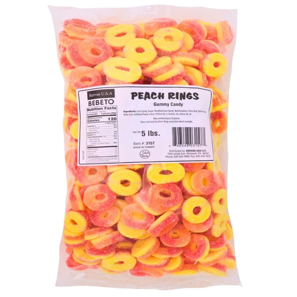 Kervan Peach Rings Gummy Candy-5 lbs. - Image 2