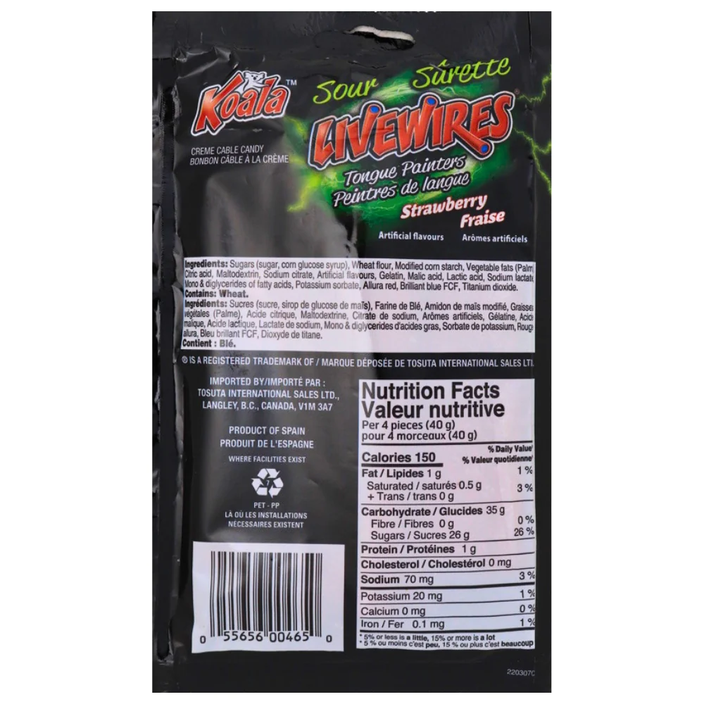 Koala Livewires Sour Tongue Painters Strawberry Candy - 100 g - Image 2