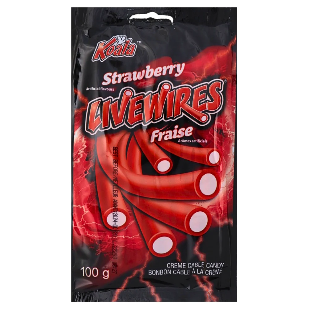 Koala Livewires Strawberry Cream Cables Candy-100 g