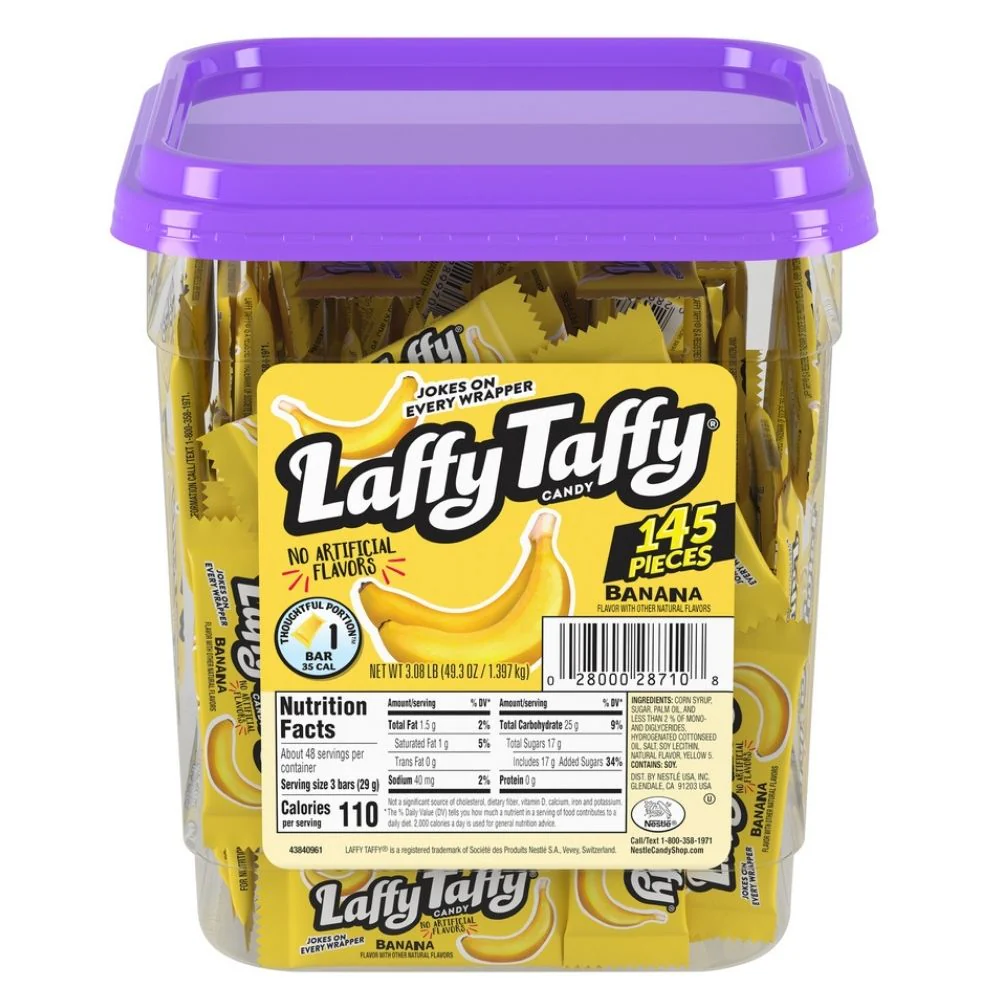 Laffy Taffy Banana Candy - 145 Count Tub