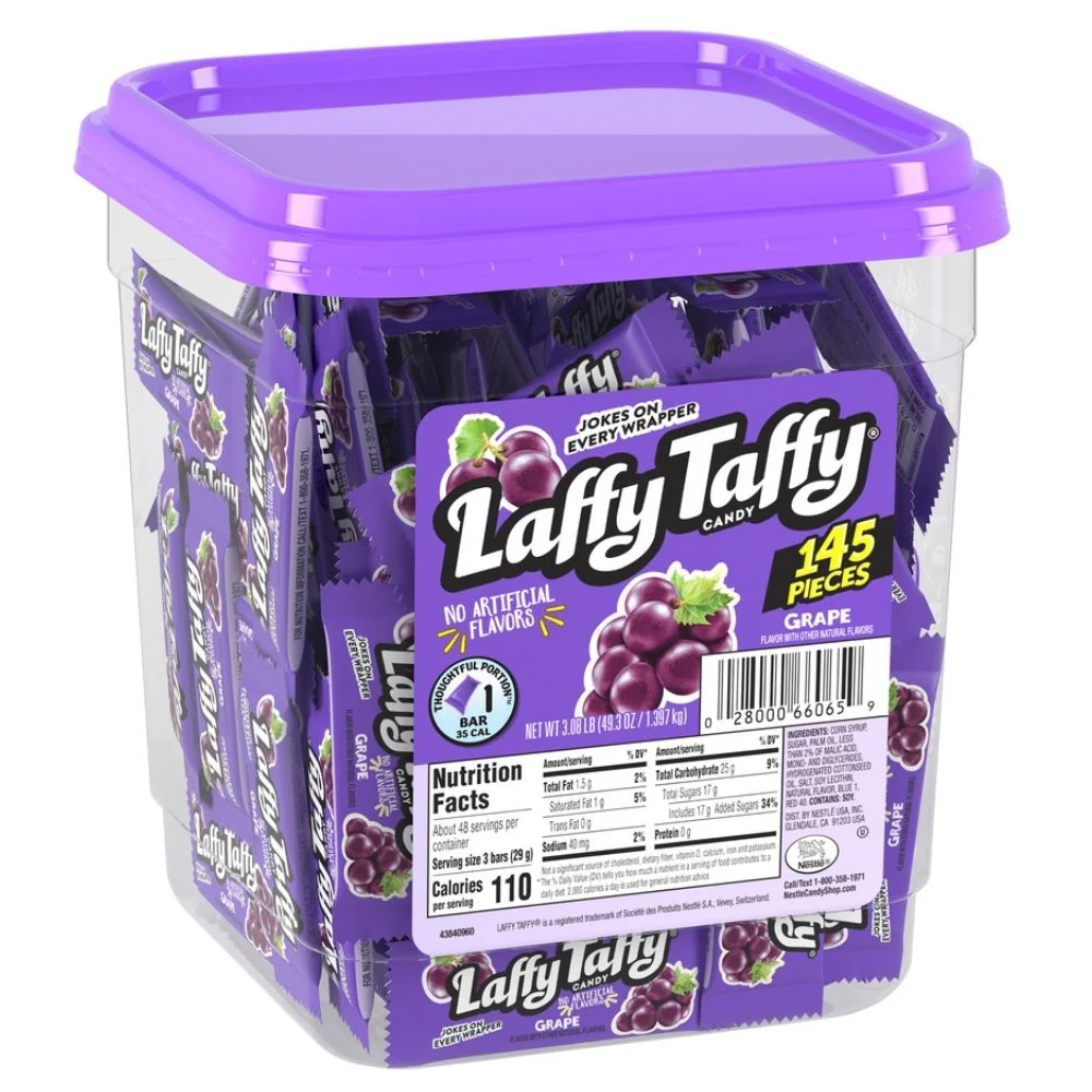 Laffy Taffy Grape Candy - 145 Count Tub