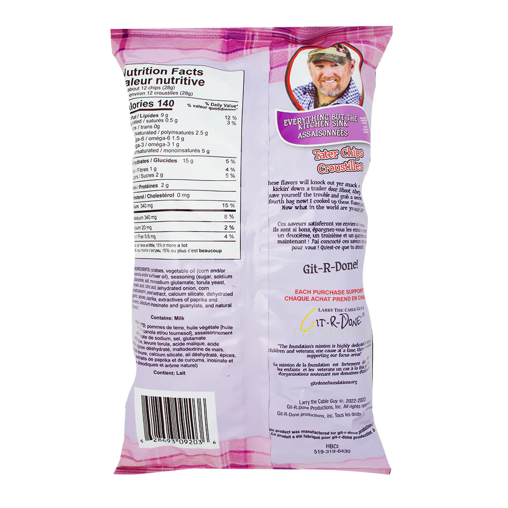 Larry The Cable Guy Tater Chips Everything But The Kitchen Sink All Dressed - 3.5oz - Image 2