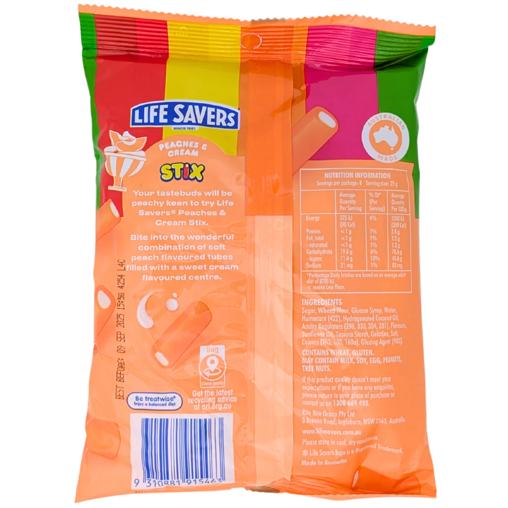 Lifesavers Peaches and Cream Stix (Australia) - 200g - Image 2