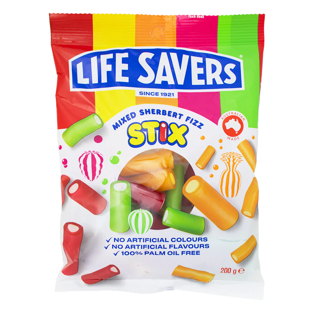 Lifesavers Stix Mixed Sherbert Fizz (Australia) - 200g