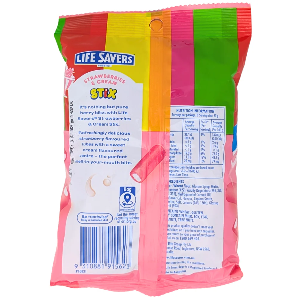Lifesavers Strawberries and Cream Stix (Australia) - 200g - Image 2