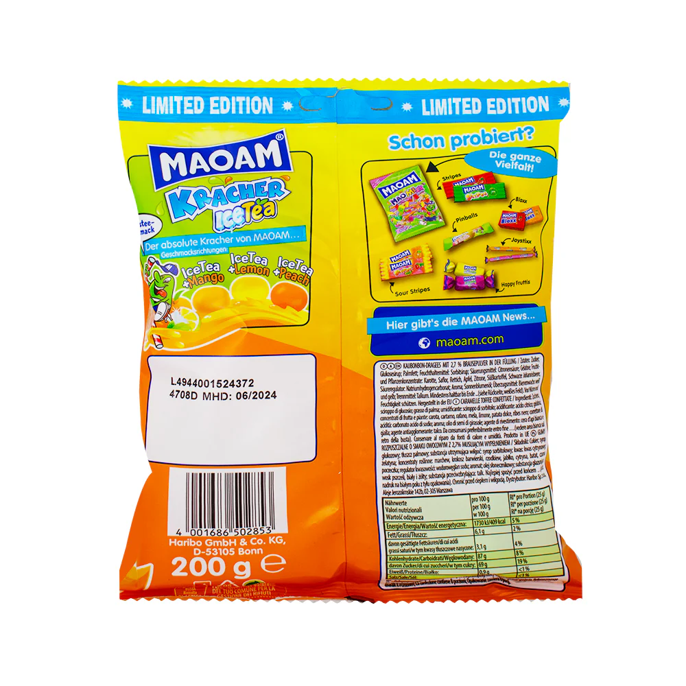 Maoam Kracher Fizzy Ice Tea Candy (Germany) - 200g - Image 2