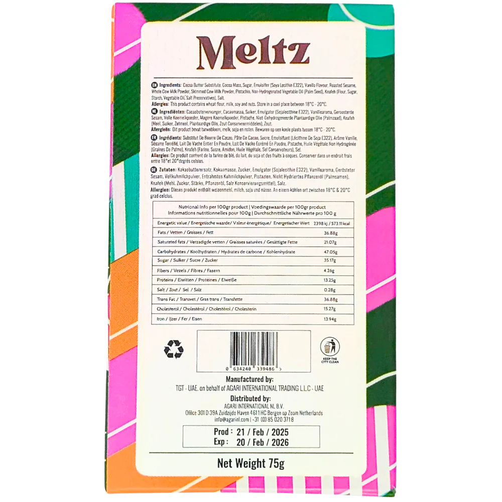 Meltz Dubai Chocolate Pistachio Knafeh - 75g - Image 2