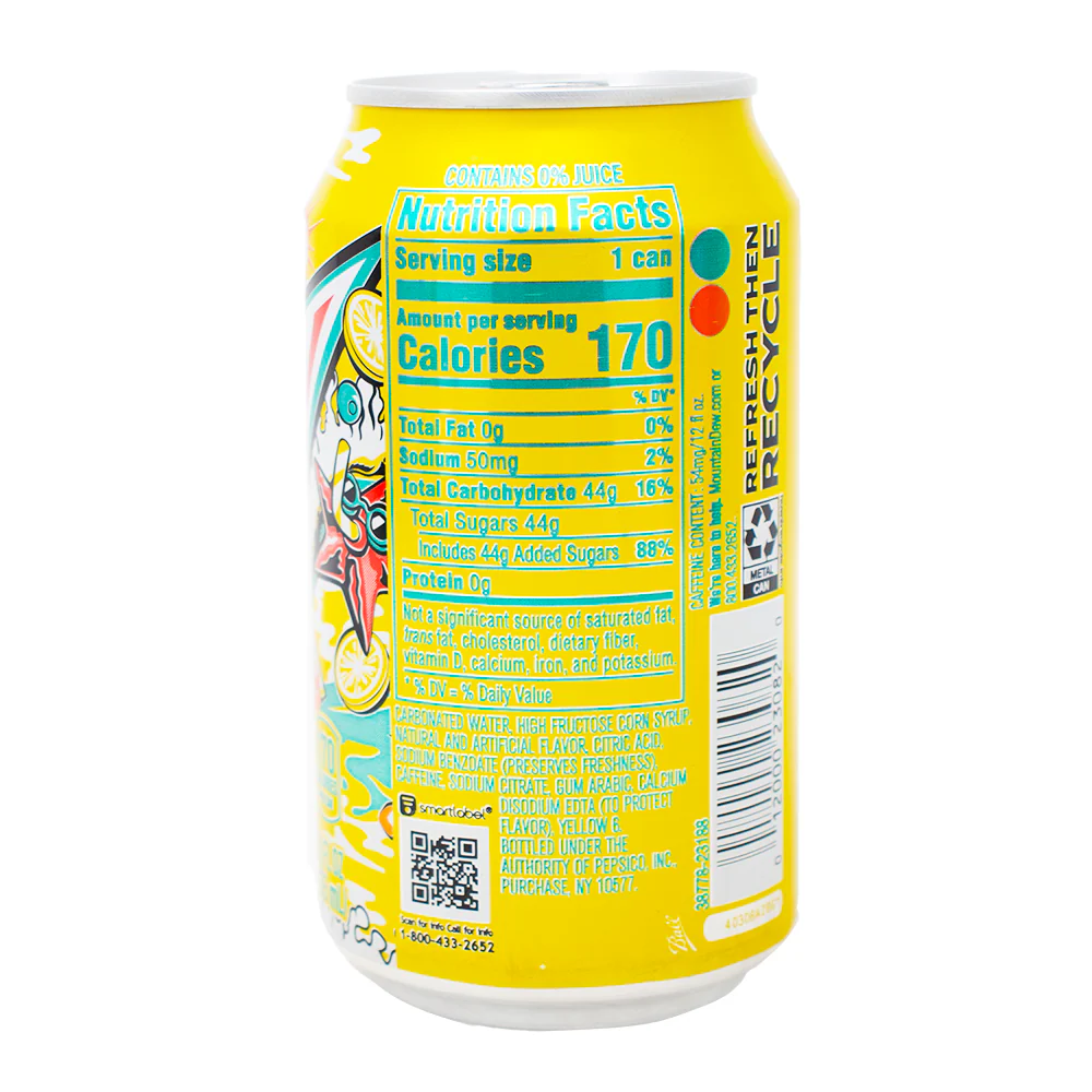 Mountain Dew Baja Laguna Lemonade Soda - 355mL - Image 2