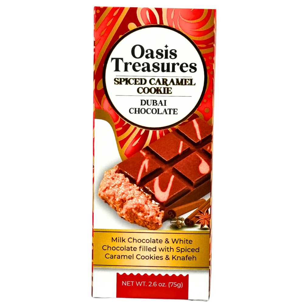 Oasis Treasures Spiced Caramel Cookie Dubai Chocolate - 75g - Image 2
