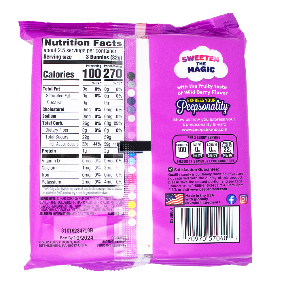 Peeps Marshmallow Bunnies Sparkly Wildberry 8ct - 3oz - Image 2