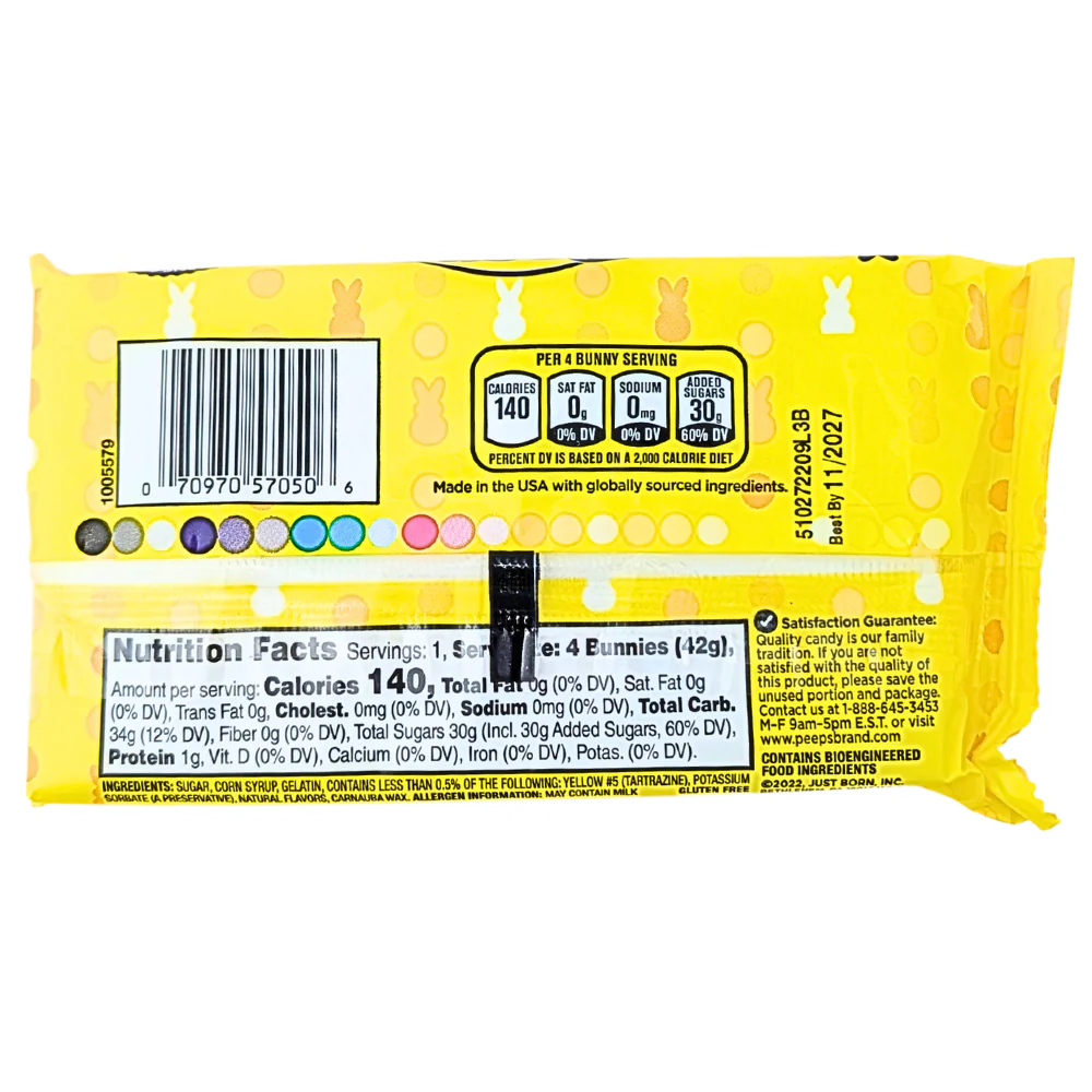 Peeps Marshmallow Bunnies Yellow 4ct - 1.5oz - Image 2