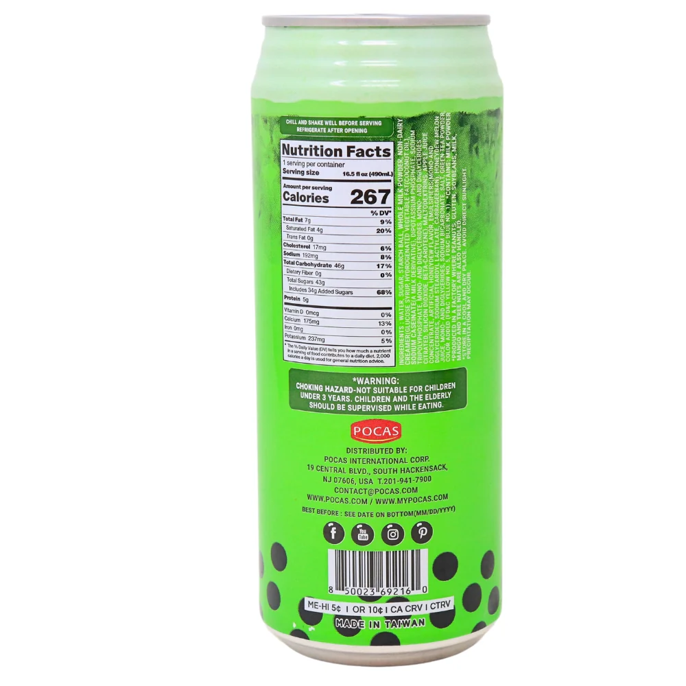 Pocas Bubble Tea with Tapioca Pearls Honeydew - 16.5oz - Image 2