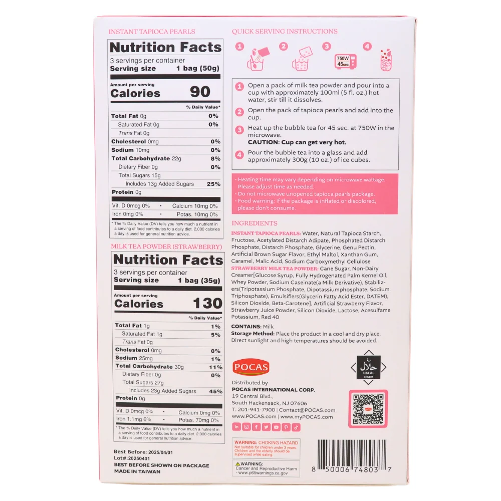 Pocas DIY Bubble Tea Kit Strawberry 3 Pack -  9oz - Image 3