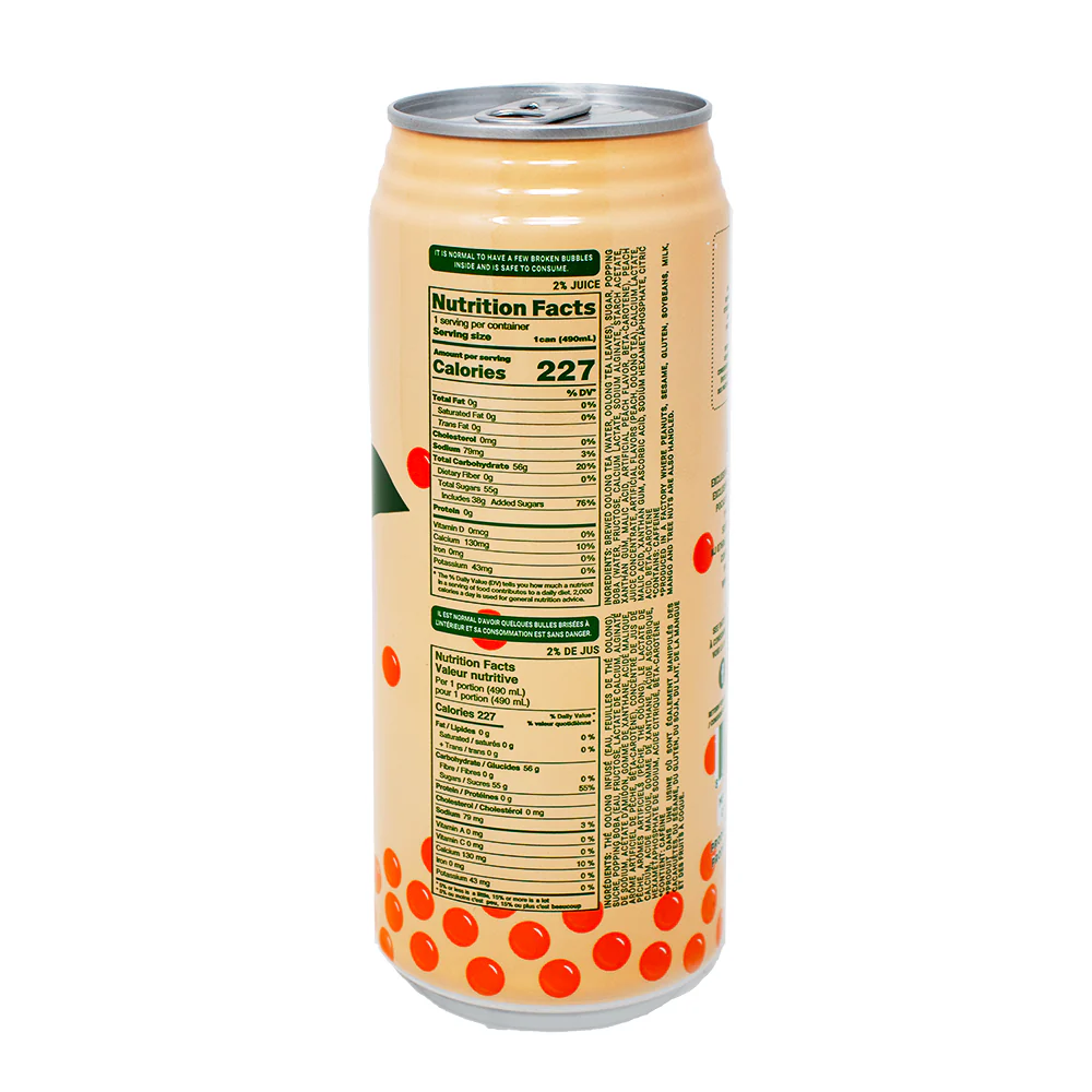 Popping Boba Peach Oolong Tea Drink - 16.5oz - Image 2