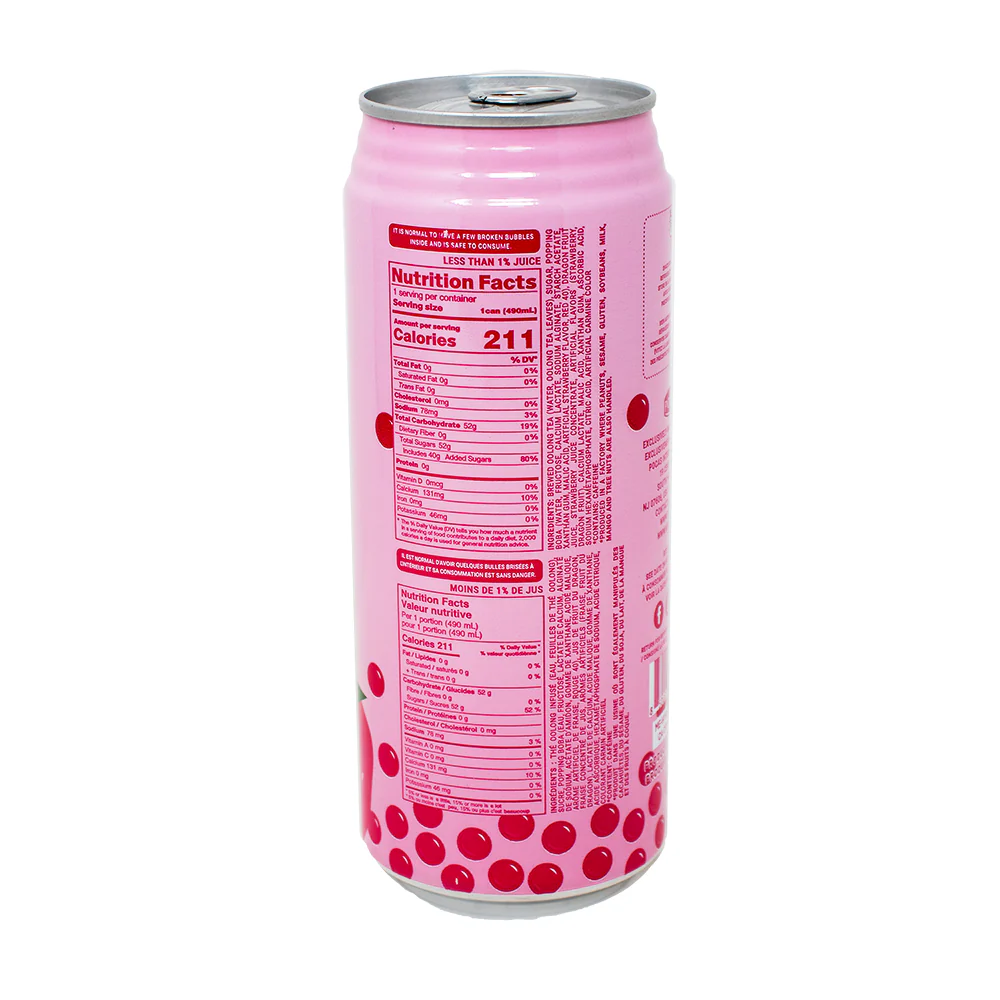 Popping Boba Strawberry Dragon Oolong Drink - 16.05oz - Image 2