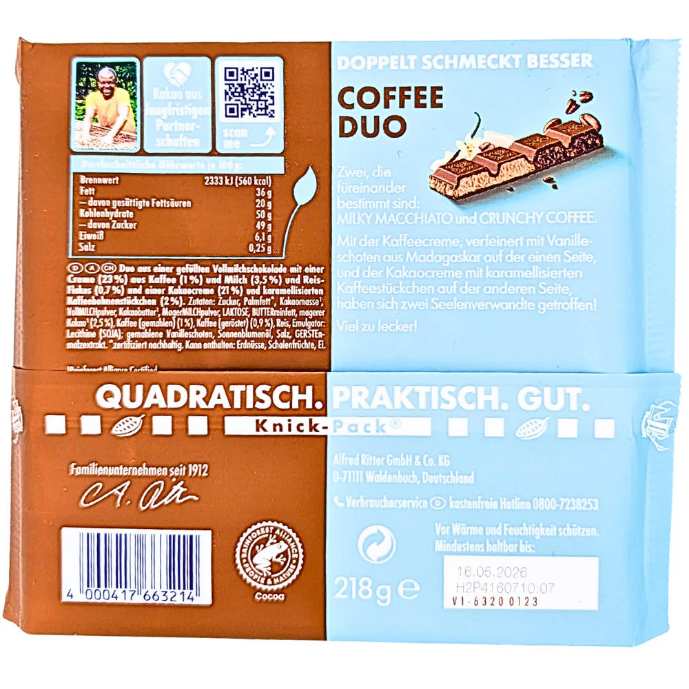 Ritter Sport Coffee Duo King Size - 218g - Image 2