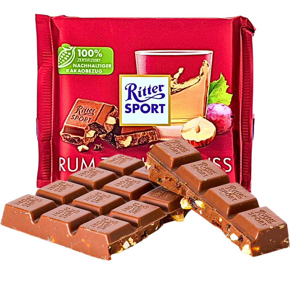 Ritter Sport Milk Chocolate Rum Raisin & Hazelnut - 100g - Image 3