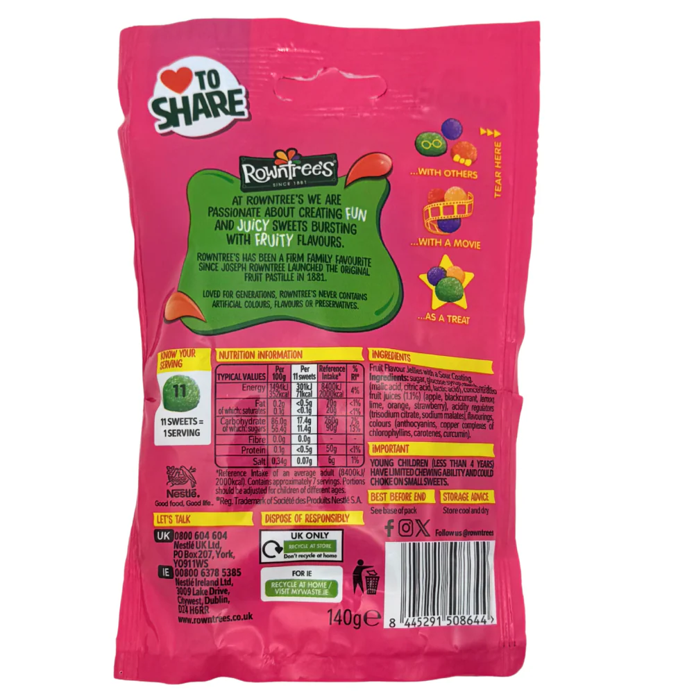 Rowntree's Jelly Tots Tangy (UK) - 140g - Image 2