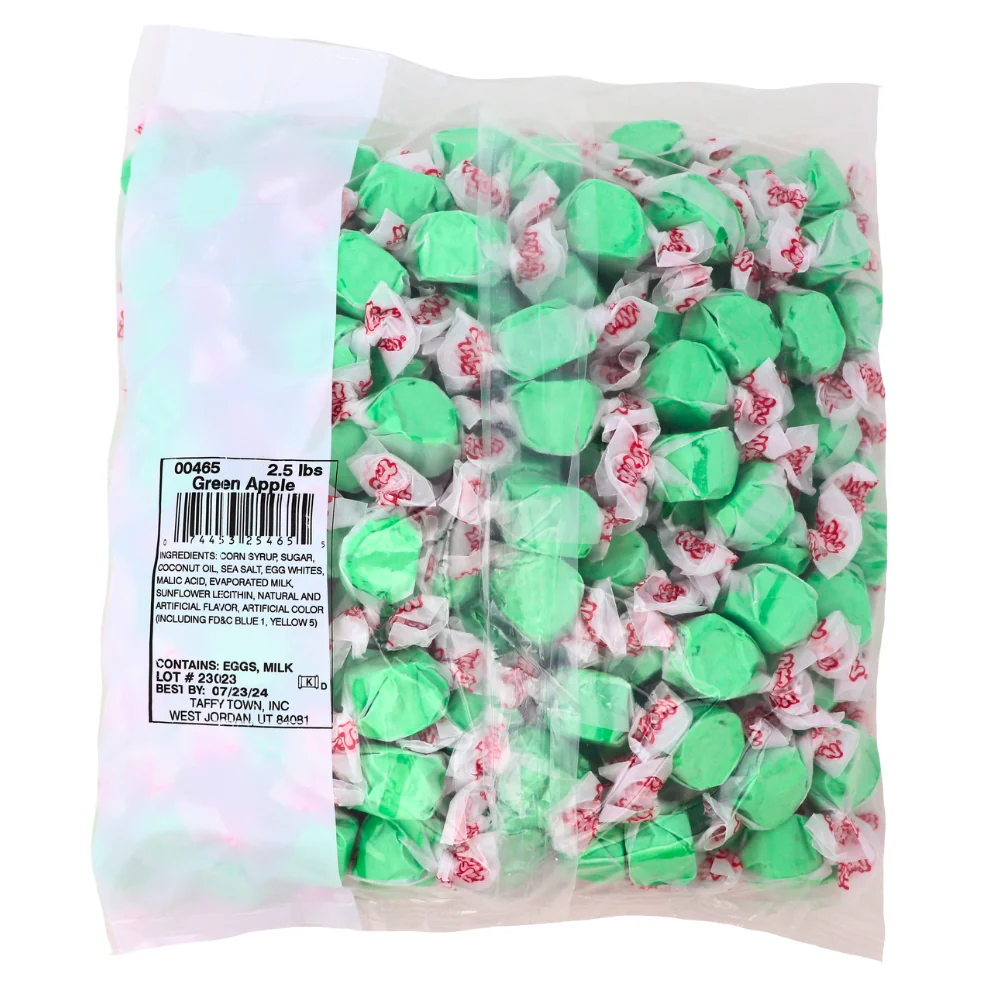 Salt Water Taffy Green Apple 2.5 lbs. - 1 Bag - Image 2