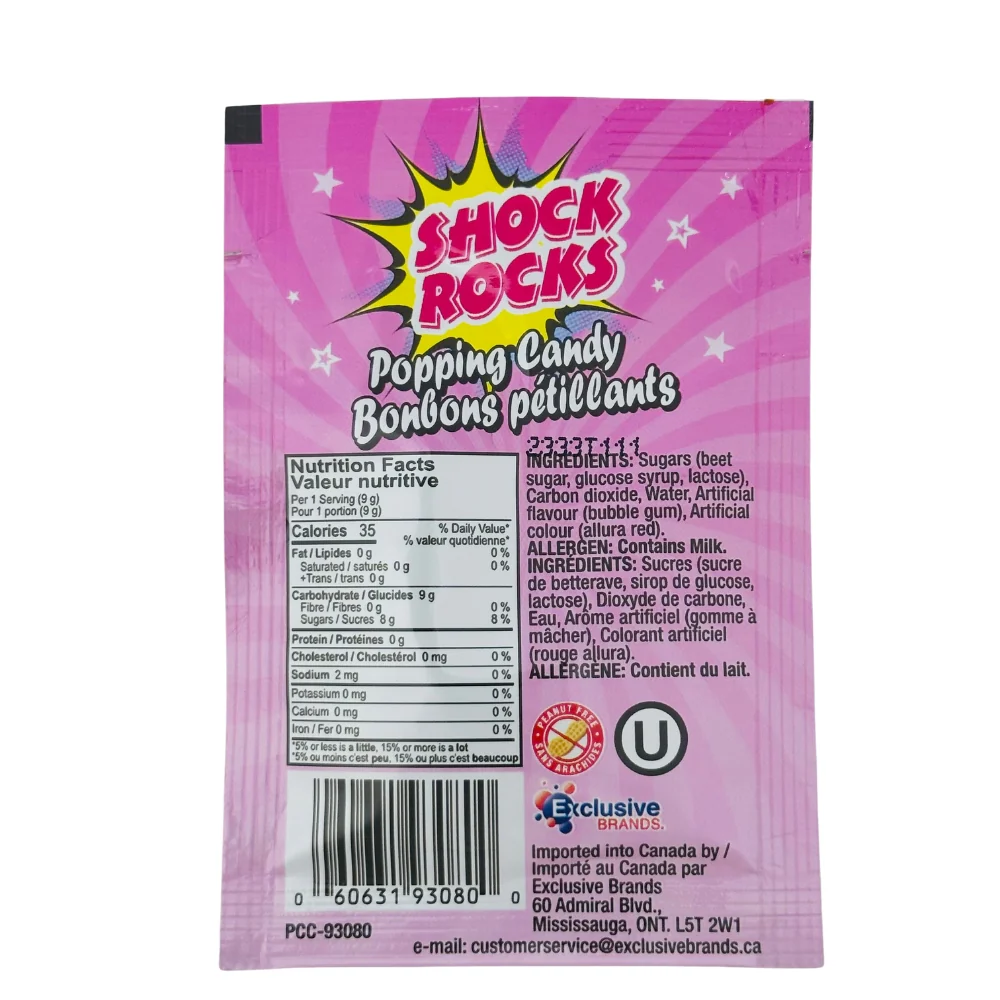 Shock Rocks Bubblegum Popping Candy - 9g - Image 2