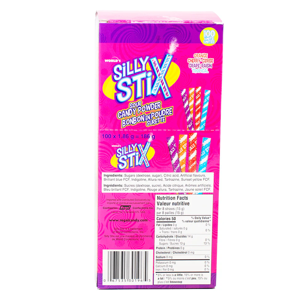 Silly Stix Sour Powder Straws 100ct - 186g - Image 3