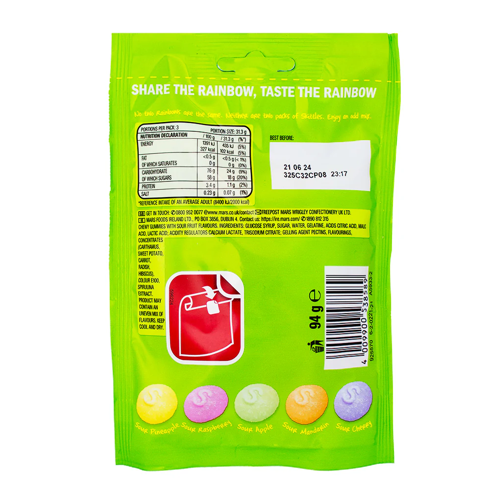 Skittles Fruit Squishy Cloudz Sours (UK) - 94g - Image 2