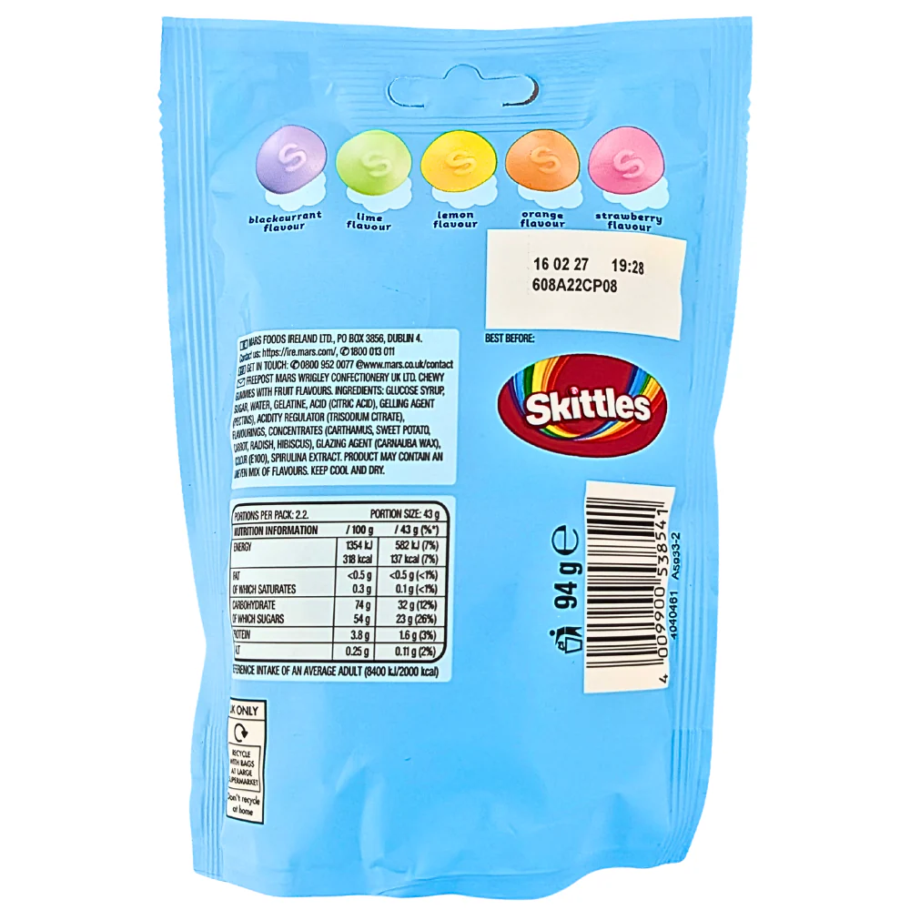 Skittles Fruit Squishy Cloudz (UK) - 94g - Image 2