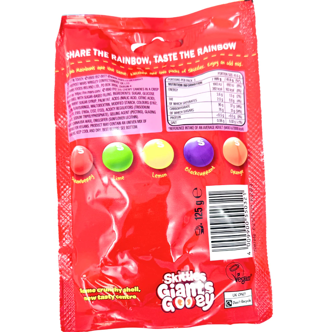 Skittles Giants Gooey Candy (UK) - 125g - Image 2