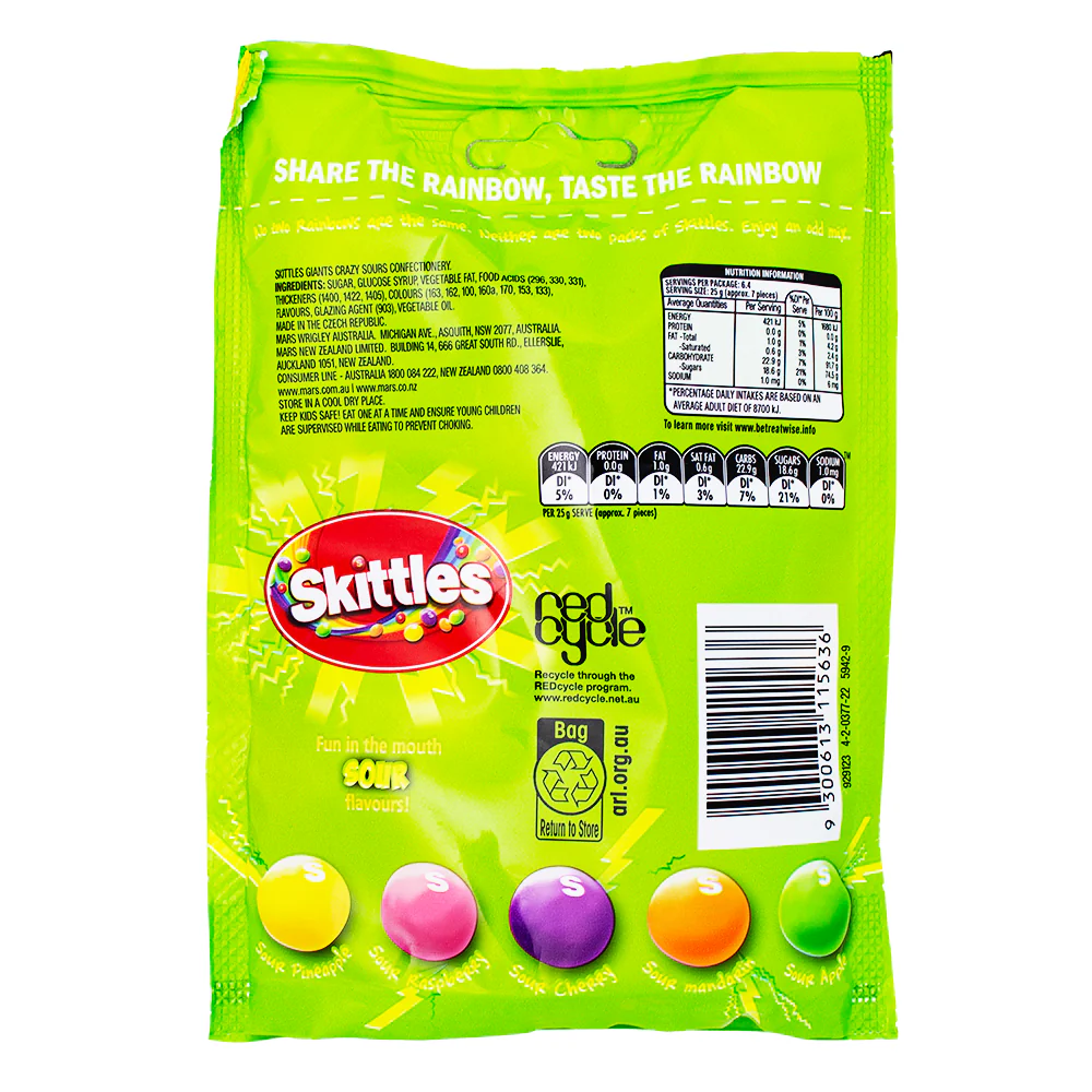 Skittles Giants Sours (Australia)- 160g - Image 2