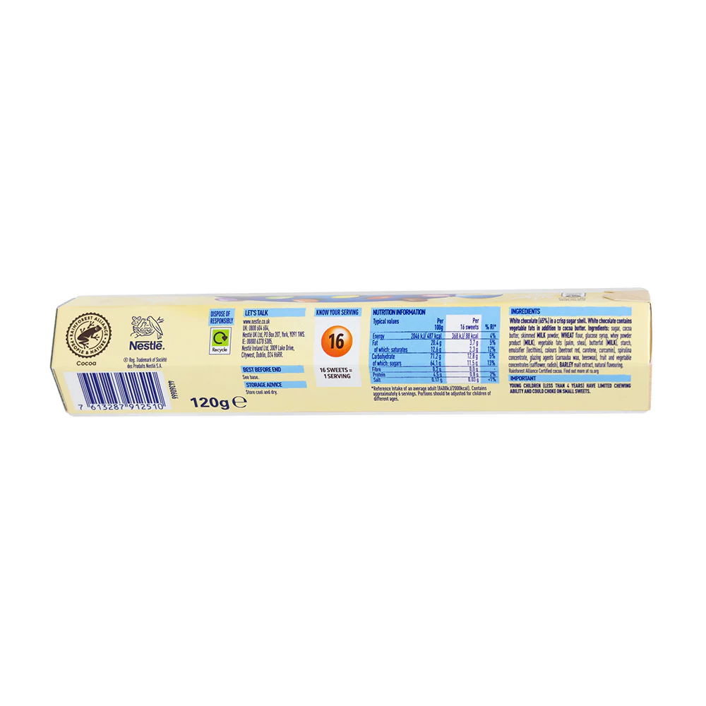 Smarties White Chocolate Giant Tube (UK) - 120g - Image 2
