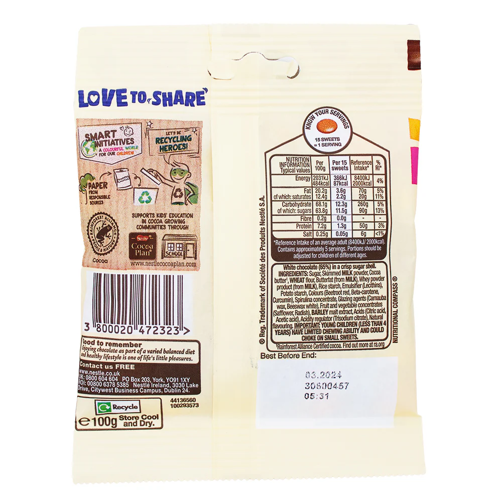 Smarties White Chocolate (UK) - 100g - Image 2