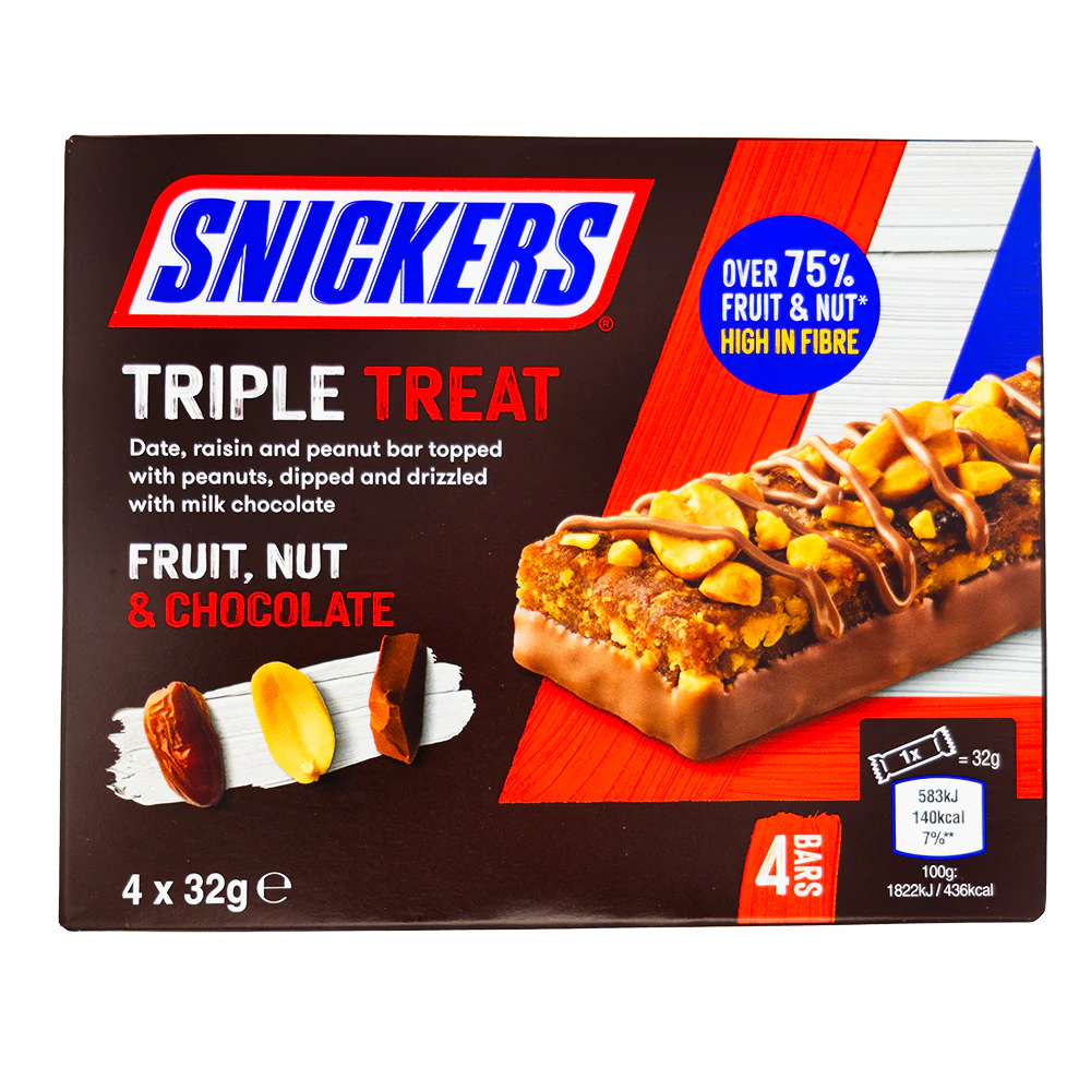 Snickers Triple Treat Fruit & Nut  Bars 4pk (UK) - 128g