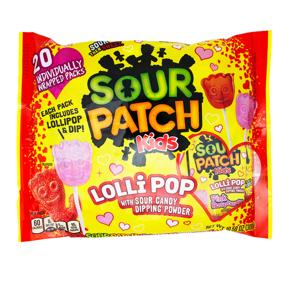 Sour Patch Kids - Lollipop with Sour Dipping Powder 20CT - 10.58oz