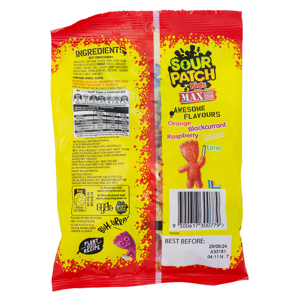 Sour Patch Kids Max Sour (Australia)- 190g - Image 2