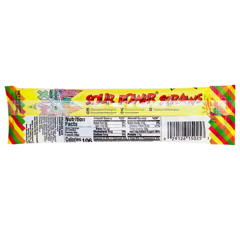 Sour Power Straws Orchard Mix - 1.75oz - Image 2